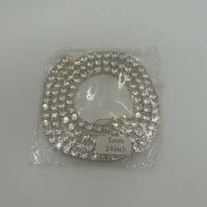 Moissanite Tennis Chain 5mm 24 Inch Gold New VVS1 D No Pass Hyperallergenic